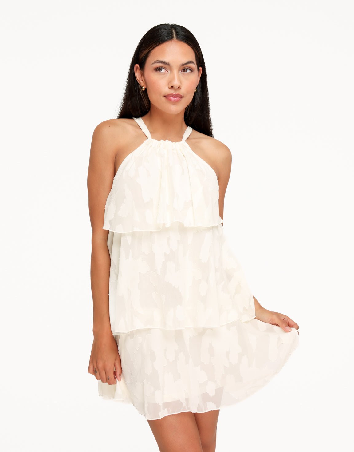 Beige Patroon Ruffel - Jurk - Olivia & Kate