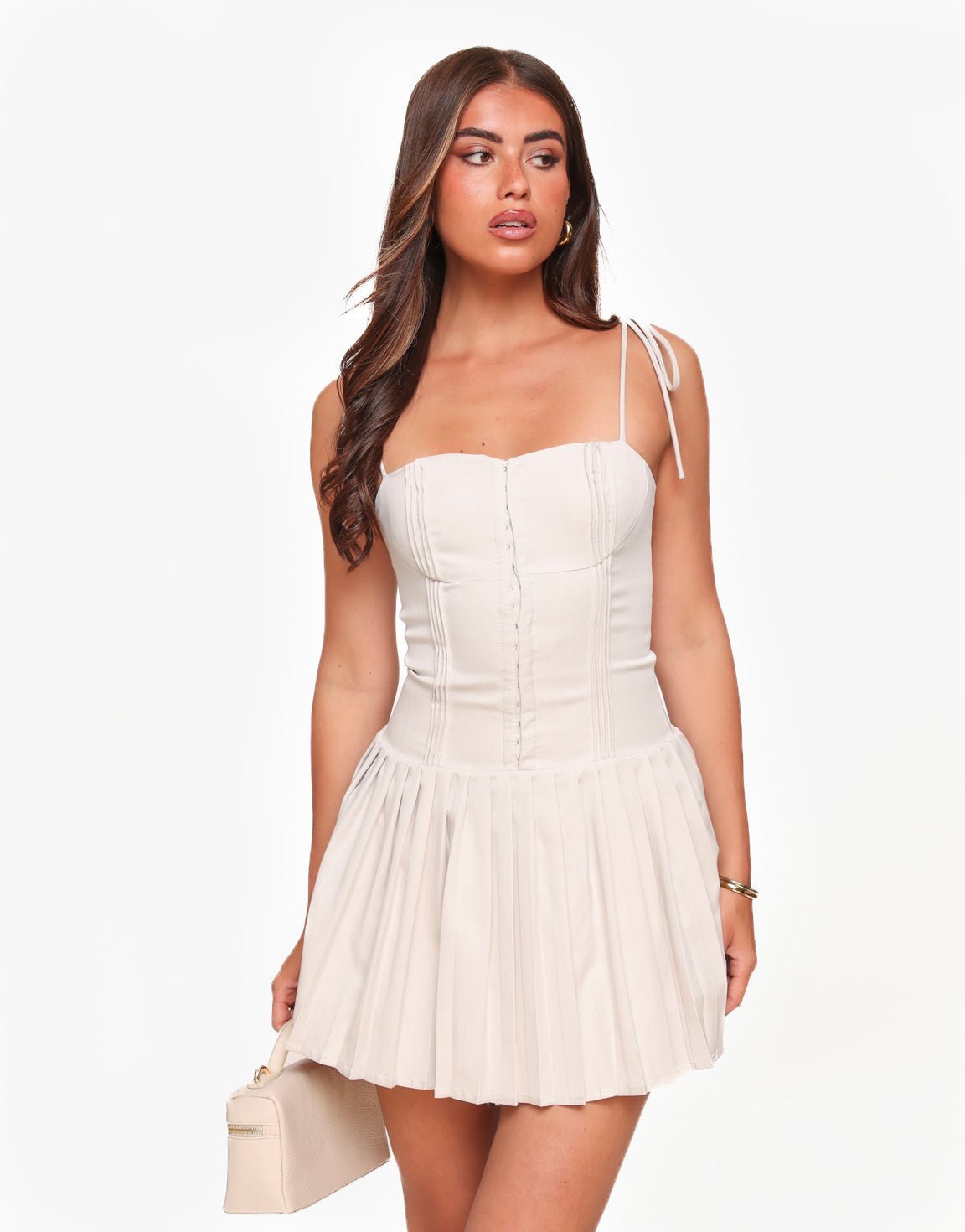Beige Petite Corset - Jurk - Olivia & Kate