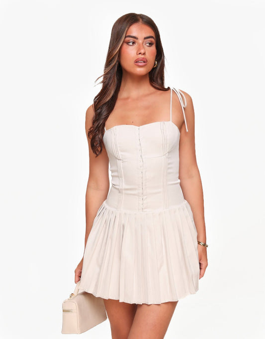 Beige Petite Corset - Jurk - Olivia & Kate