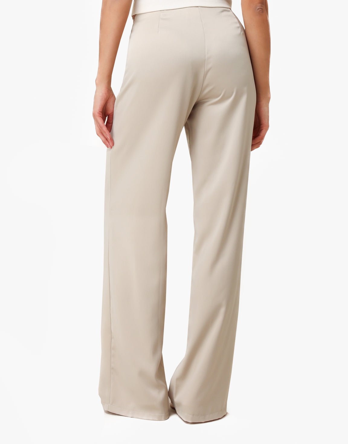 Beige Satijnen - Broek - Olivia & Kate