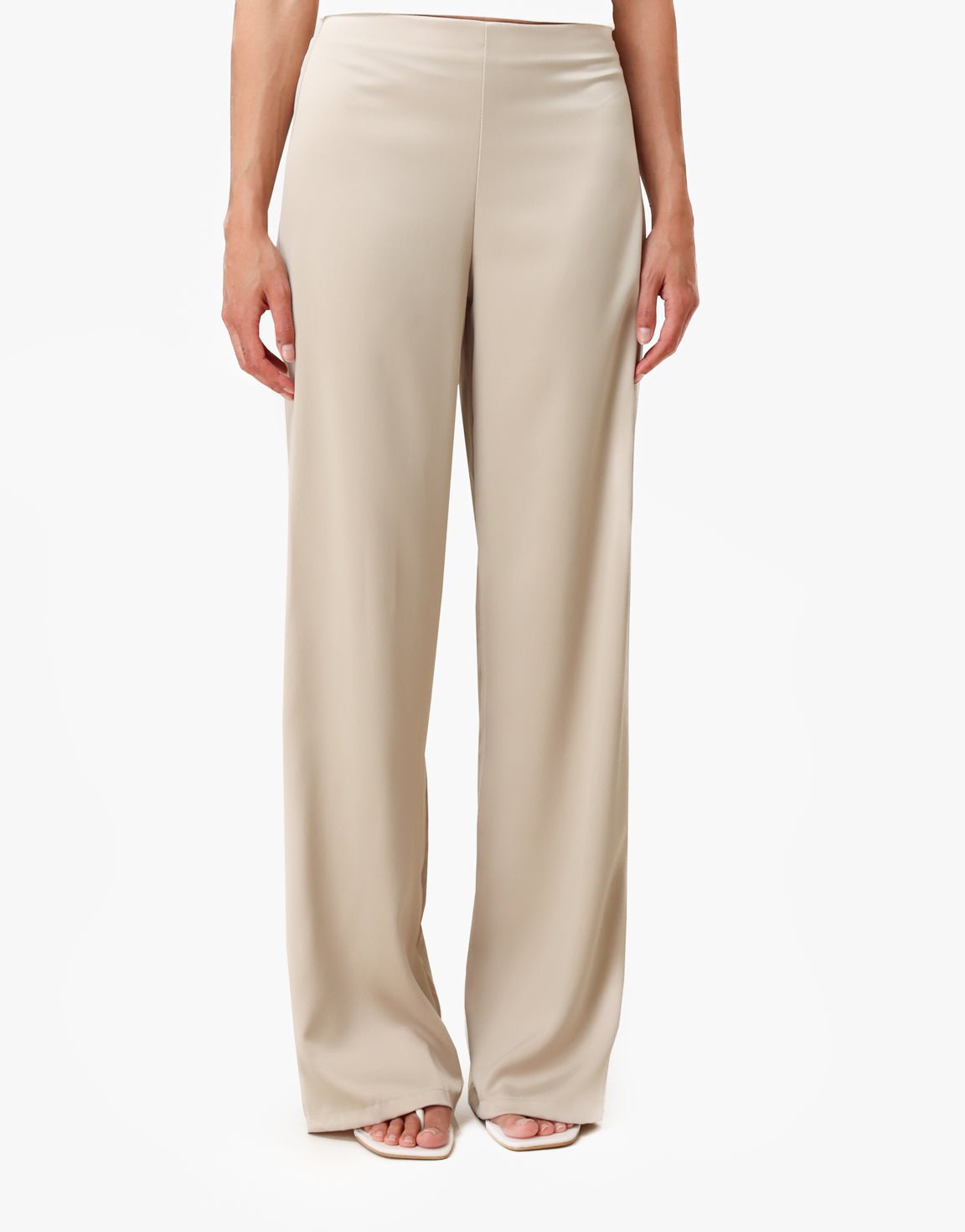 Beige Satijnen - Broek - Olivia & Kate