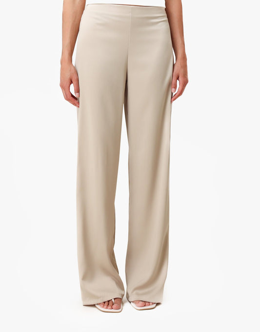 Beige Satijnen - Broek - Olivia & Kate