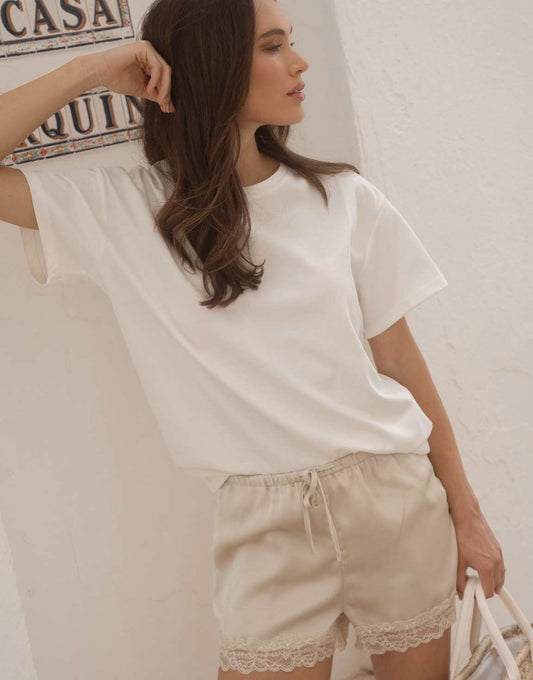 Beige Satijnen Kanten - Short - Olivia & Kate