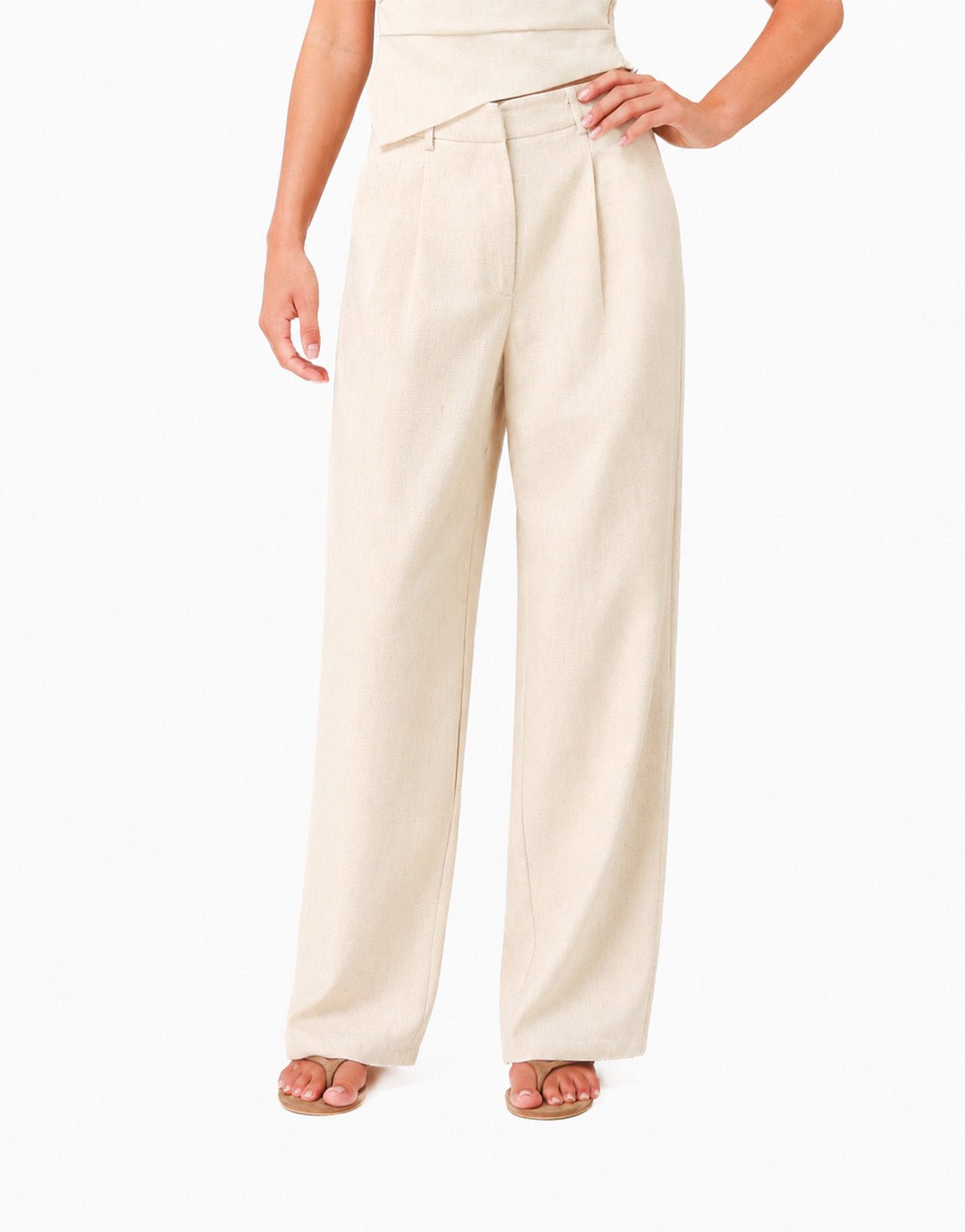 Beige Signature Linnen Blend Strapless - Set - Olivia & Kate