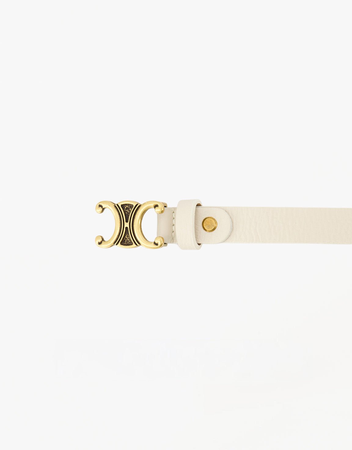 Beige Smalle Gedetailleerde Gouden Gesp - Riem - Olivia & Kate