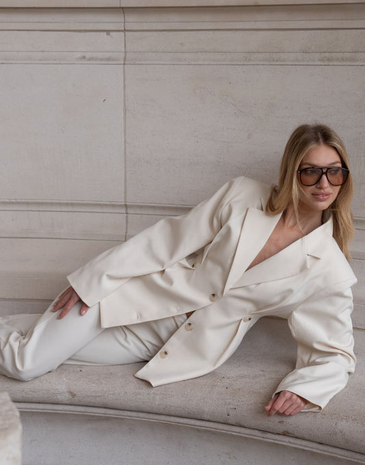 Beige Stevige Classic Detail - Blazer - Olivia & Kate
