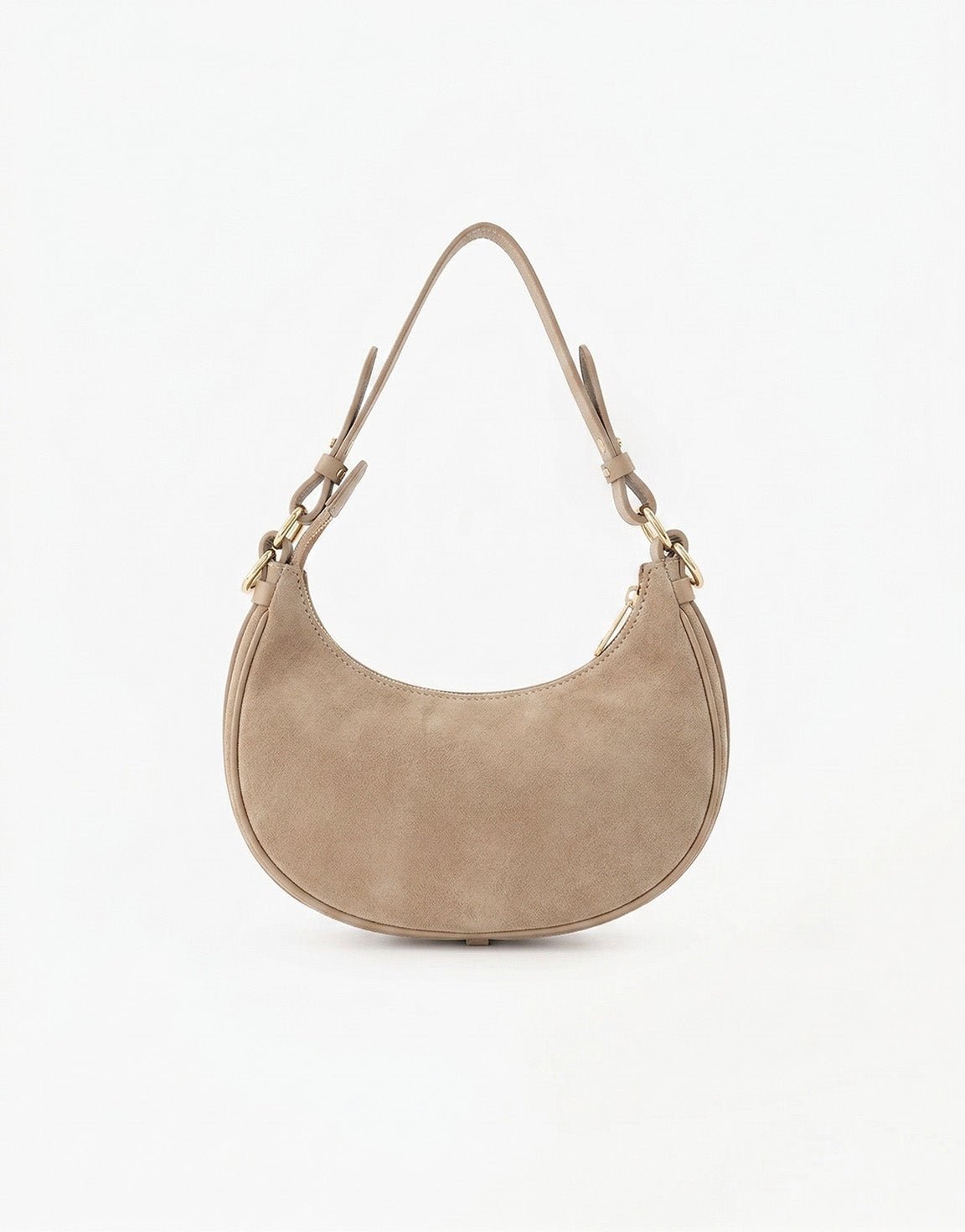 Beige Suede Kleine Half Ronde - Tas - Olivia & Kate