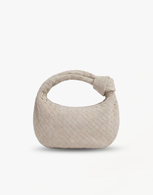 Beige Suede Middel Gevlochten - Tas - Olivia & Kate