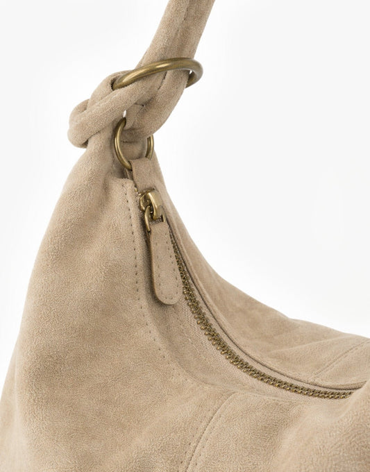 Beige Suede - Schoudertas - Olivia & Kate