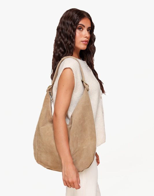 Beige Suede - Schoudertas - Olivia & Kate