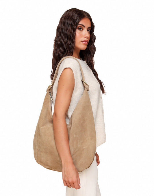 Beige Suede - Schoudertas - Olivia & Kate