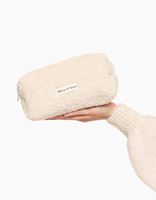 Beige Teddy Make - Up - Tas - Olivia & Kate