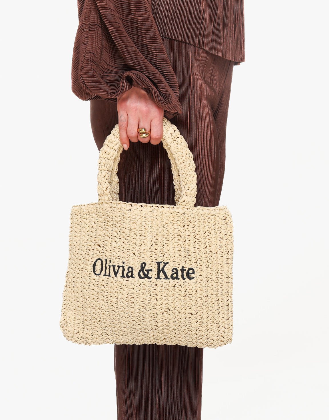 Beige Vierkante Olivia & Kate Gewoven - Tas - Olivia & Kate