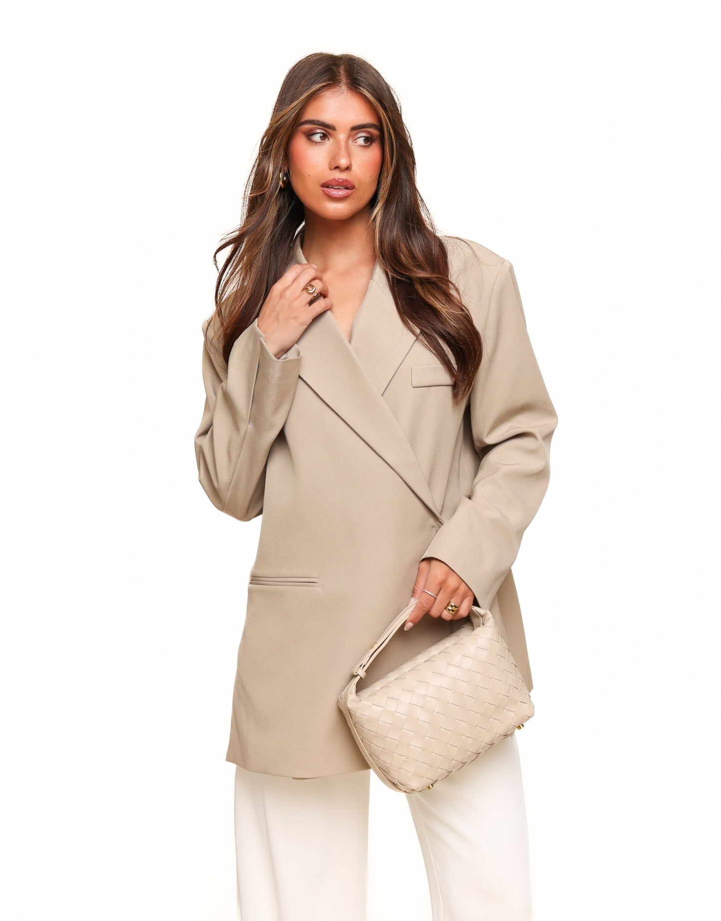 Beige Vierkante Oversized - Blazer - Olivia & Kate
