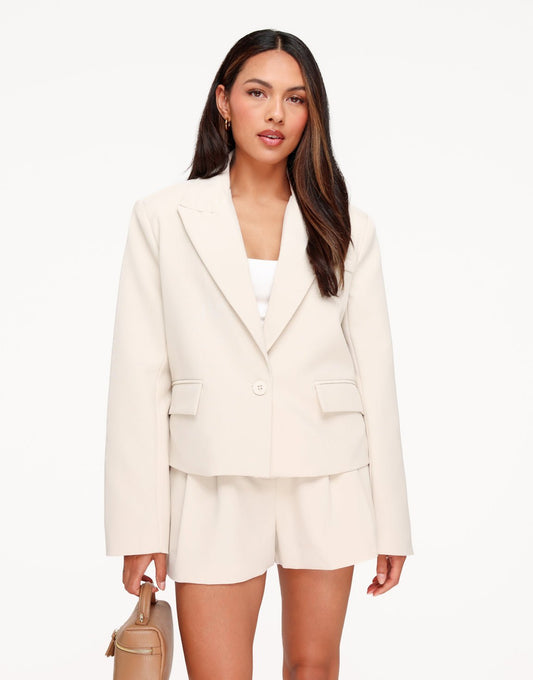 Beige Wijde Elastische Band Achterkant - Short - Olivia & Kate