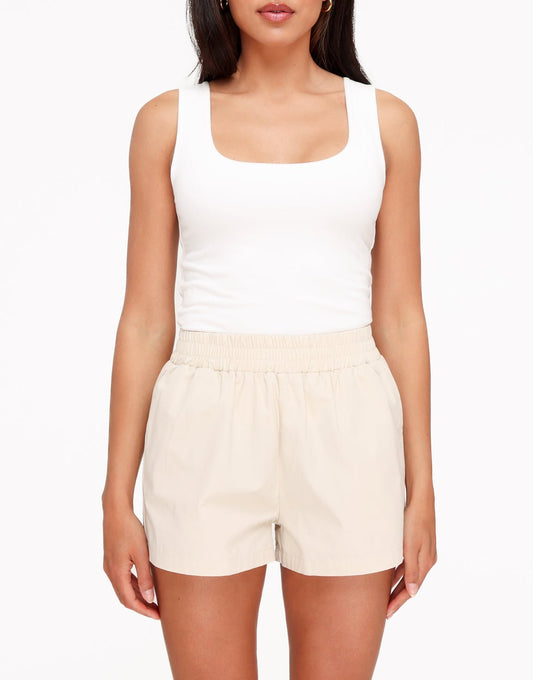 Beige Wijde Elastische Band - Short - Olivia & Kate