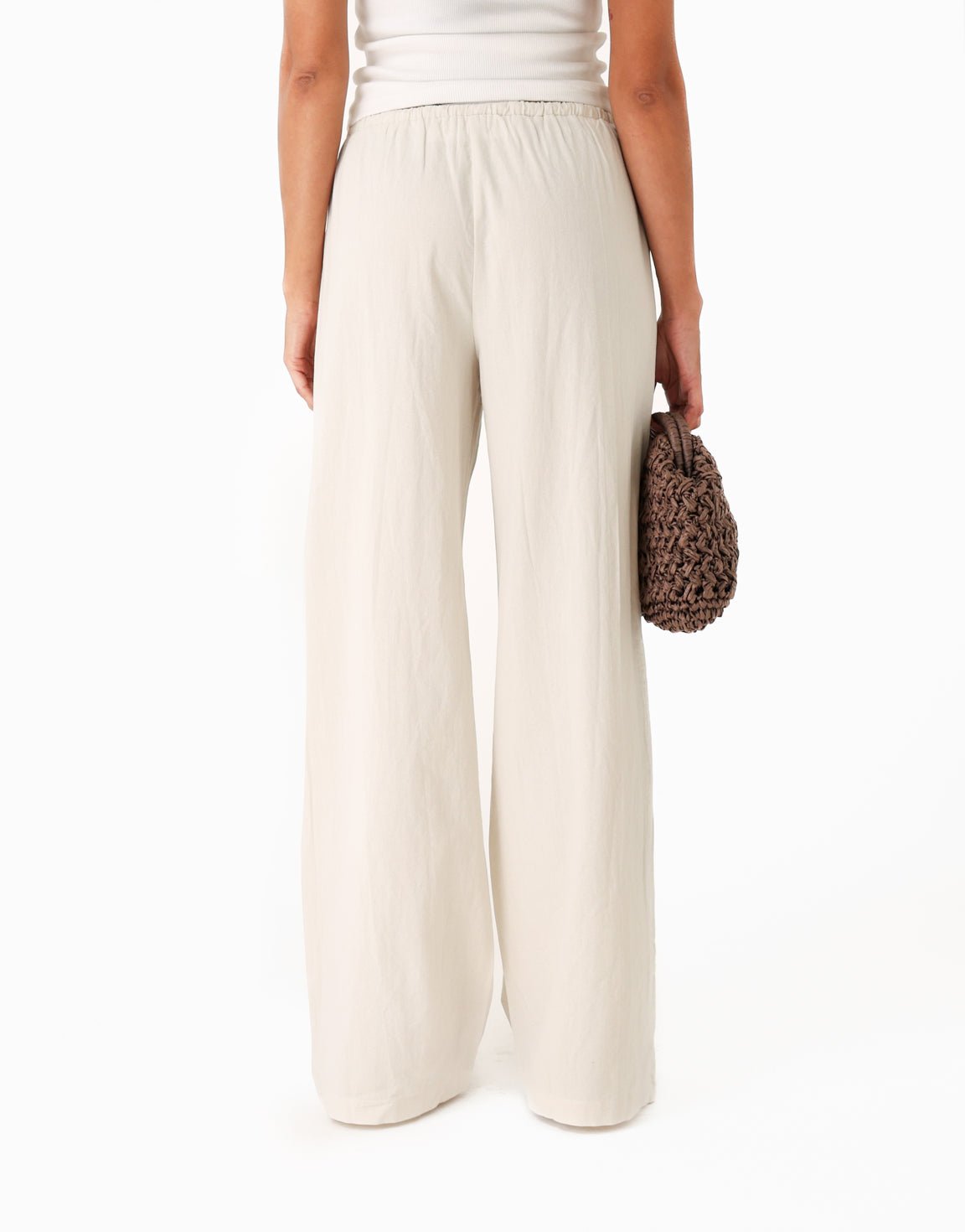 Beige Wijde Katoenen - Broek - Olivia & Kate