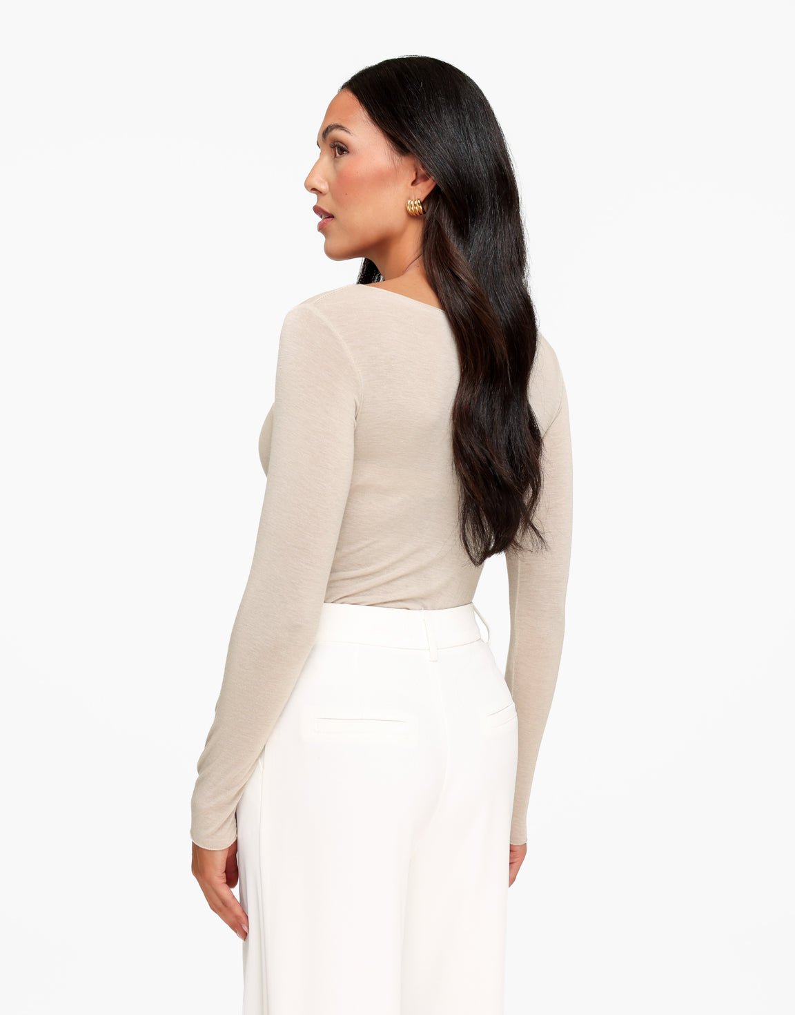 Beige Zachte Doorschijnende LS - Top - Olivia & Kate