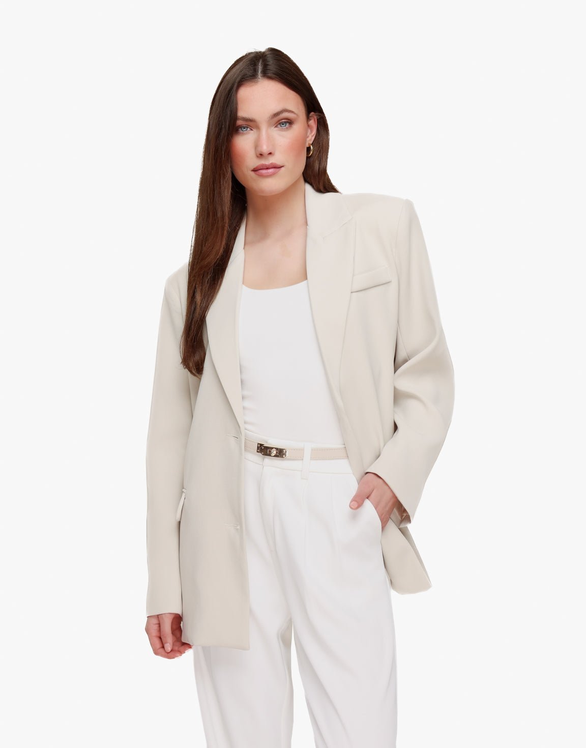 Beige Zomerse Classic Oversized - Blazer - Olivia & Kate