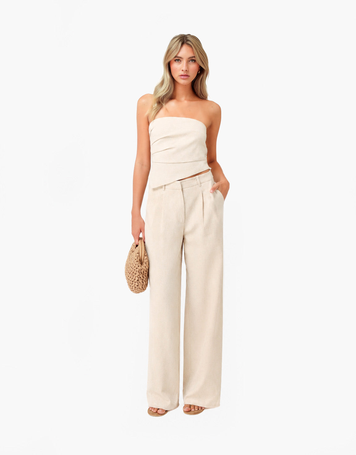 Beige Signature Linnen Blend - Pantalon