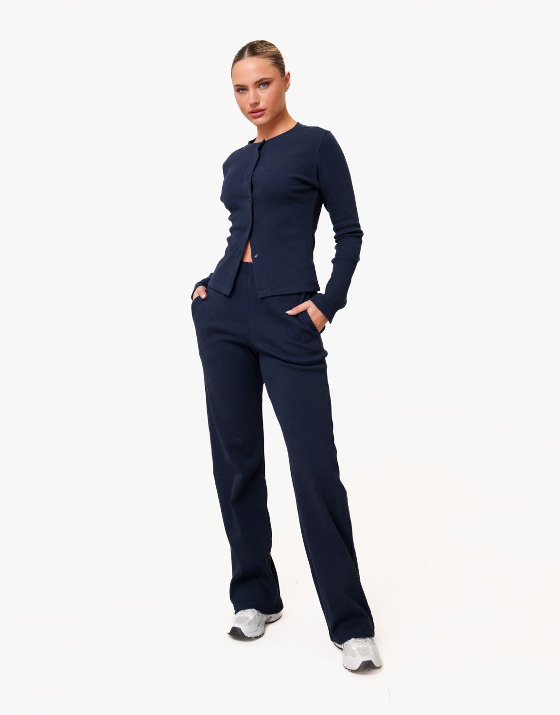 Navy Ribbed Long Lounge Pants