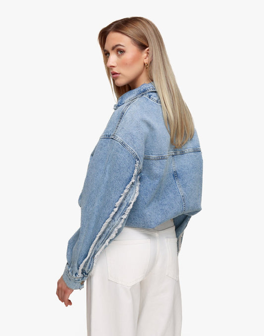 Blauwe Denim Bomber - Jas - Olivia & Kate