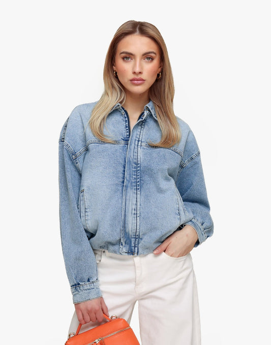 Blauwe Denim Bomber - Jas - Olivia & Kate