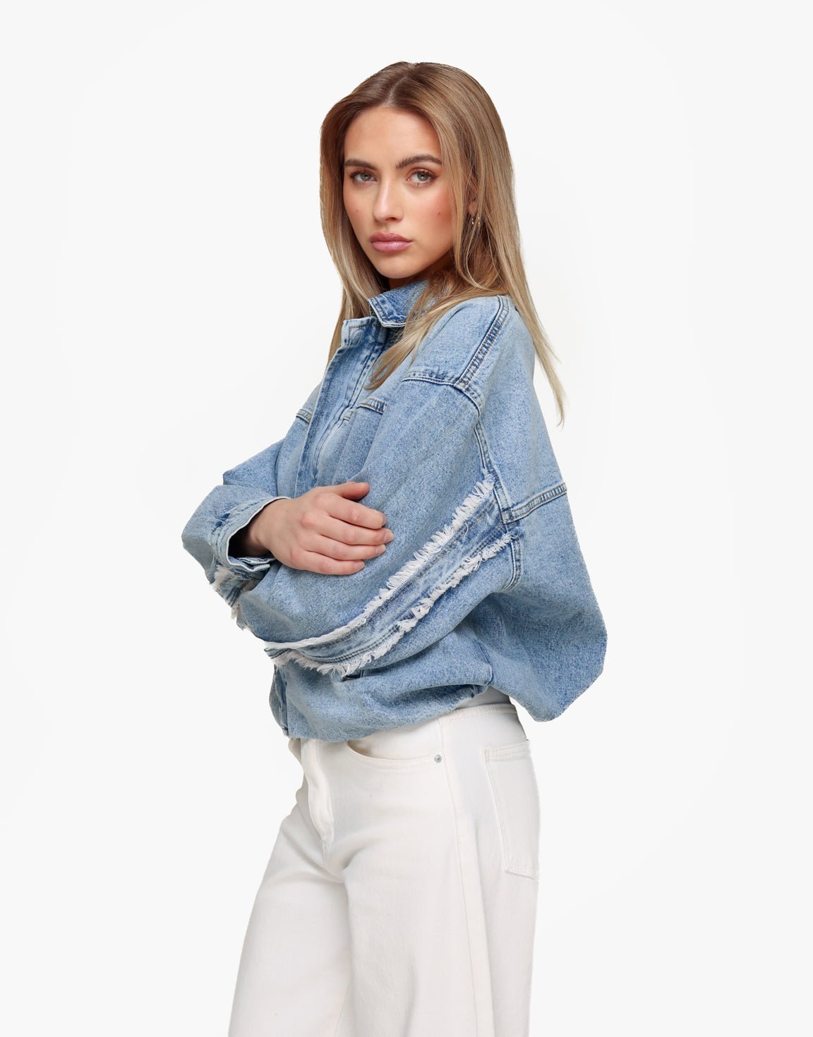 Blauwe Denim Bomber - Jas - Olivia & Kate