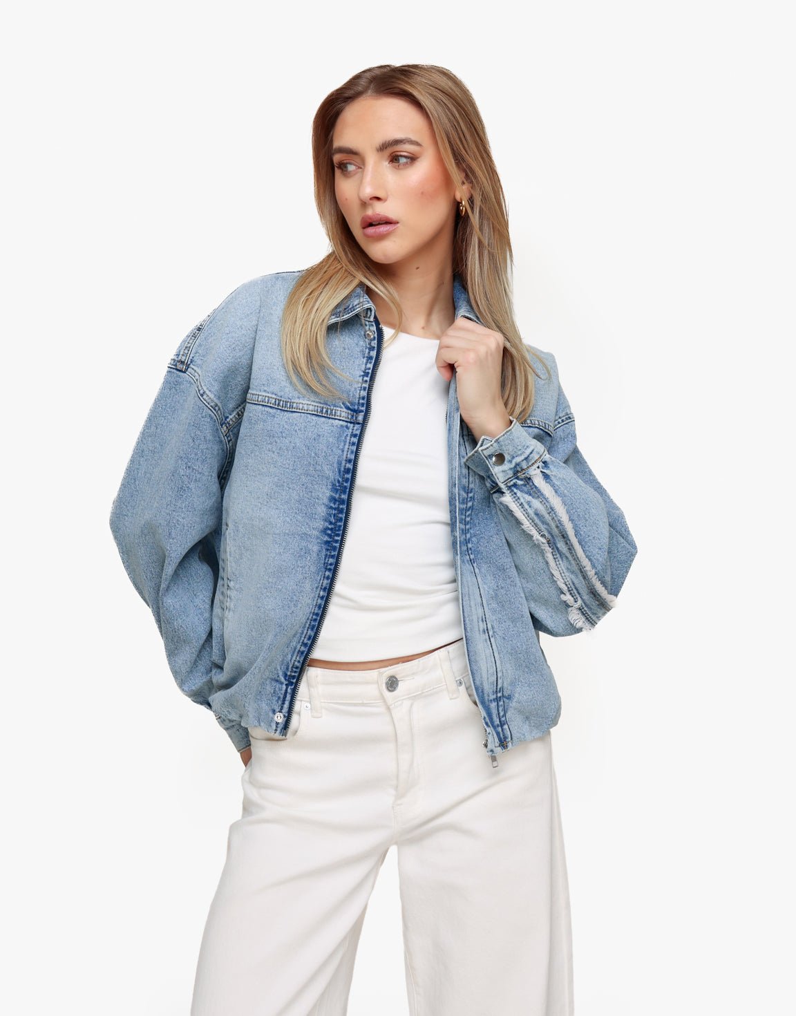 Blauwe Denim Bomber - Jas - Olivia & Kate