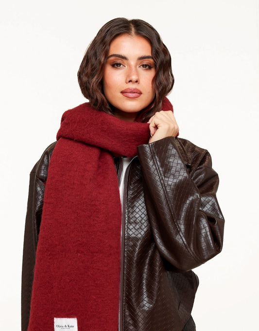 Bordeaux Knitted STUDIO - Scarf - Olivia & Kate