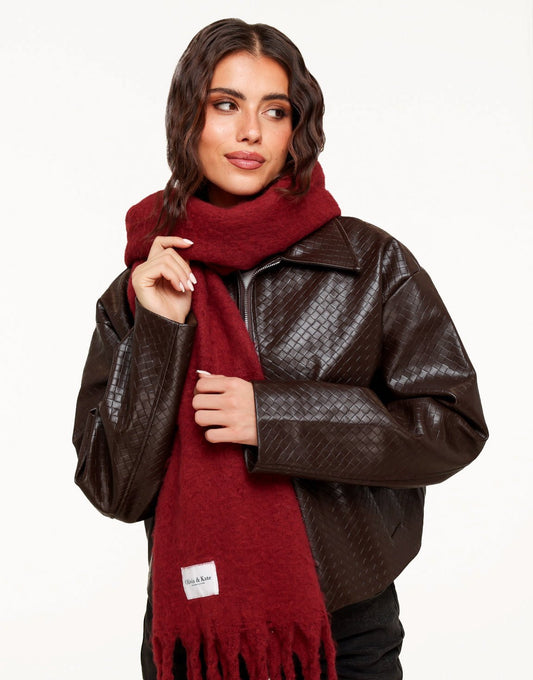 Bordeaux Knitted STUDIO - Scarf - Olivia & Kate