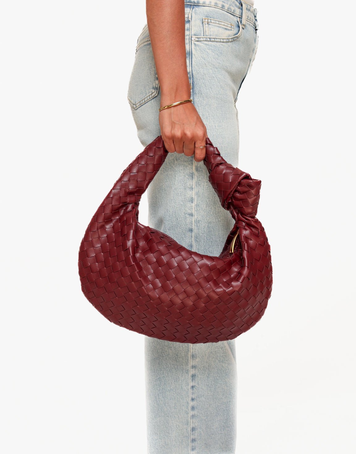 Bordeaux Grote Brede Gevochten - Tas - Olivia & Kate