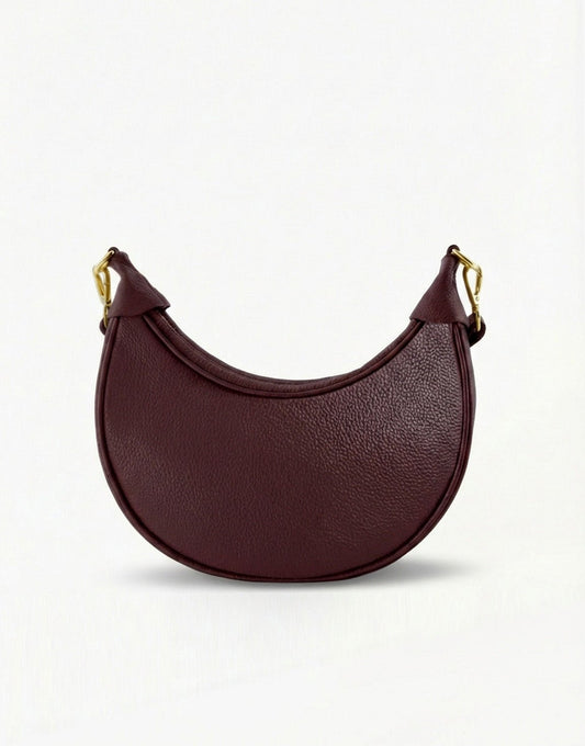 Bordeaux Half Ronde Leren - Tas - Olivia & Kate