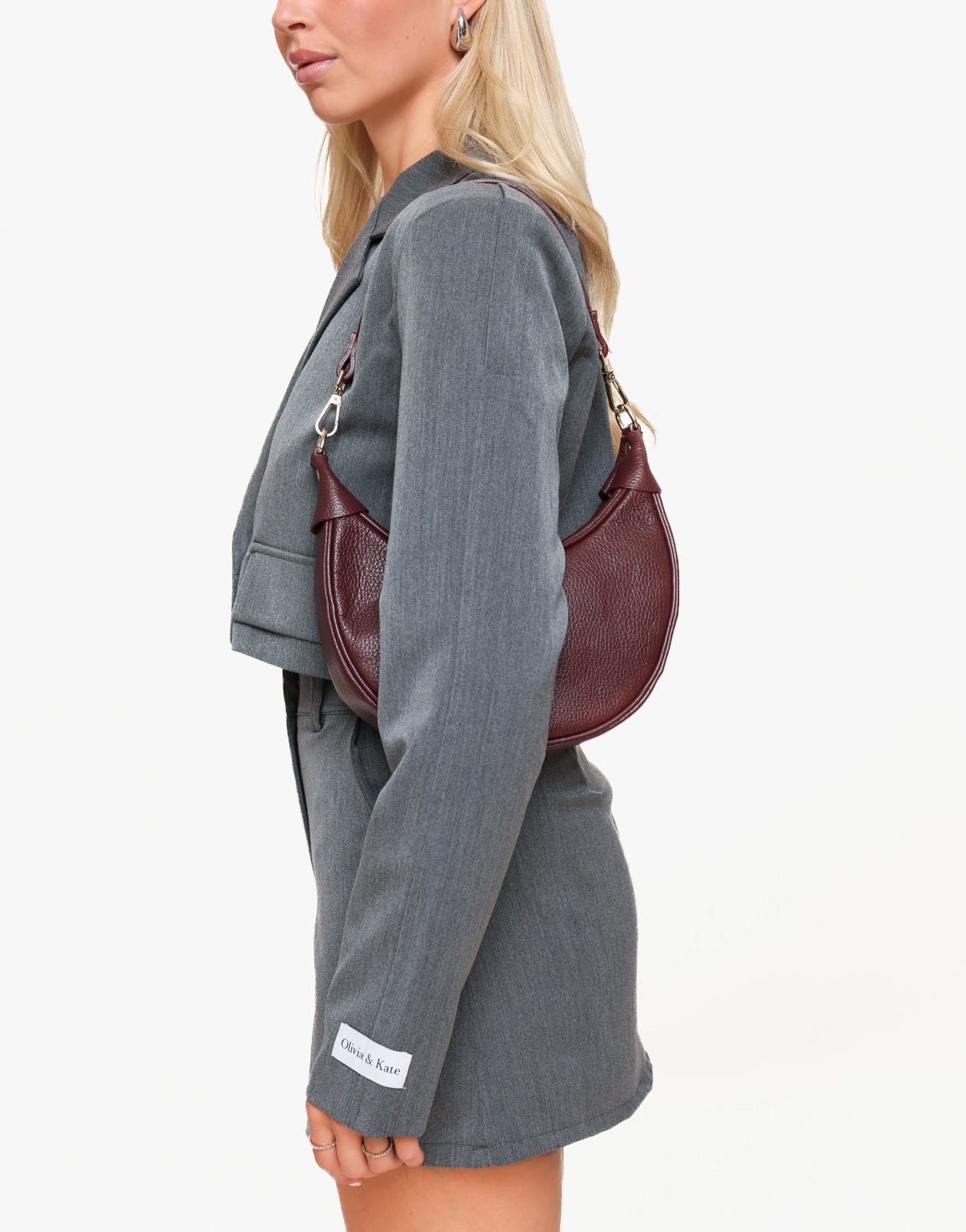 Bordeaux Half Round Leather - Bag - Olivia & Kate