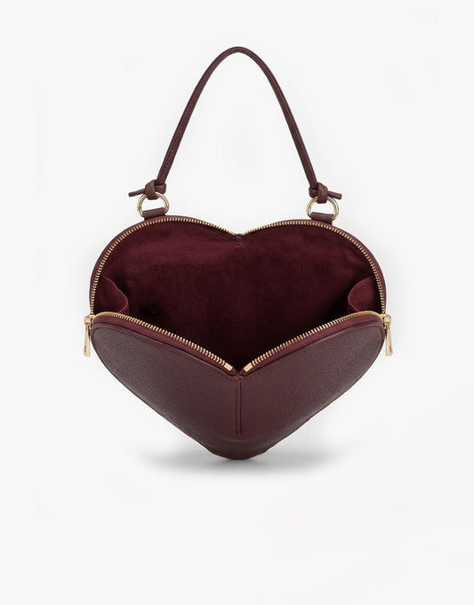Bordeaux Leren Hart - Tas - Olivia & Kate