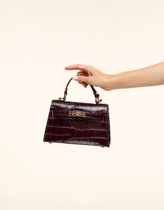 Bordeaux Slangen Leren Gouden Detail - Tas - Olivia & Kate