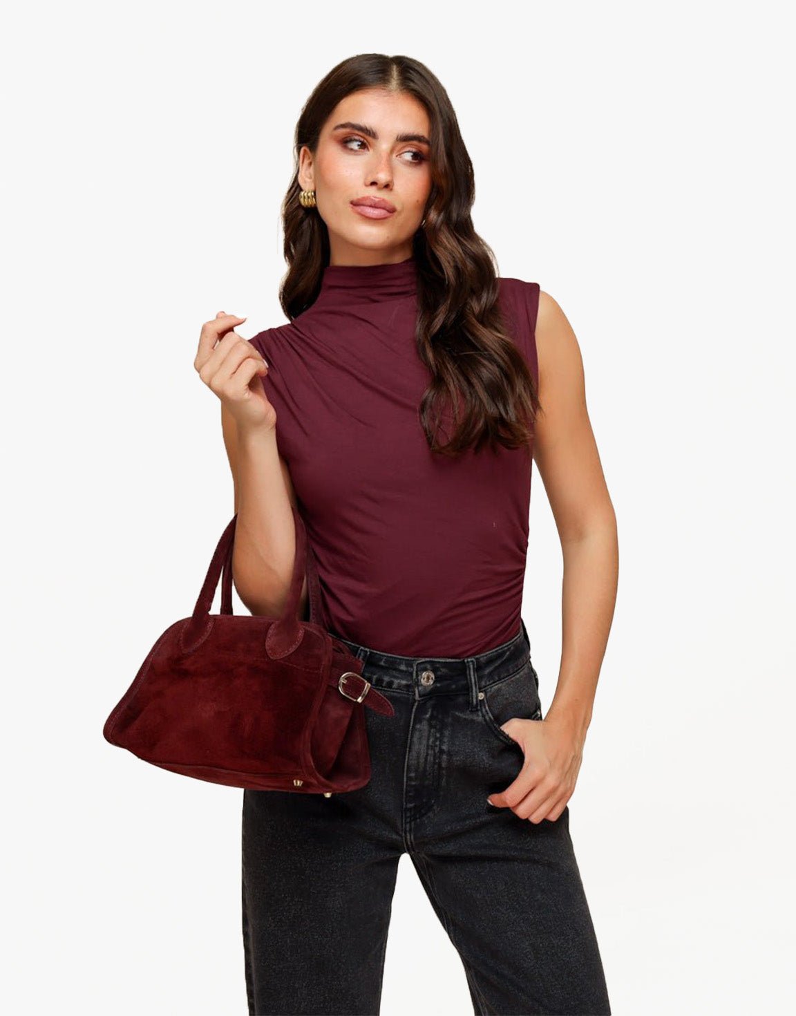 Bordeaux Suede - Handbag - Olivia & Kate
