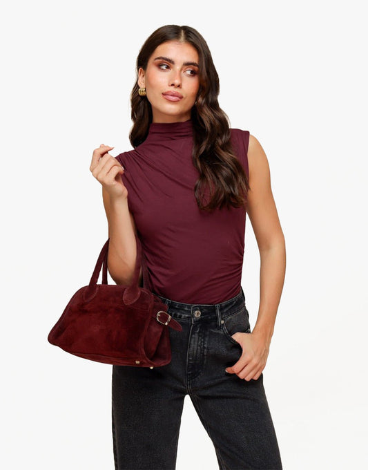 Bordeaux Suede - Handbag - Olivia & Kate