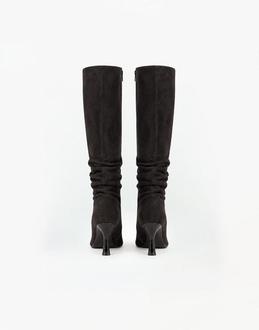 Bruine Faux Suede Hoge Hak - Laarzen - Olivia & Kate