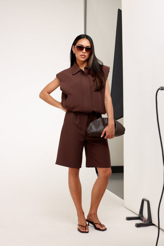 Bruine F/W Edit Schouder Pads - Gilet - Olivia & Kate