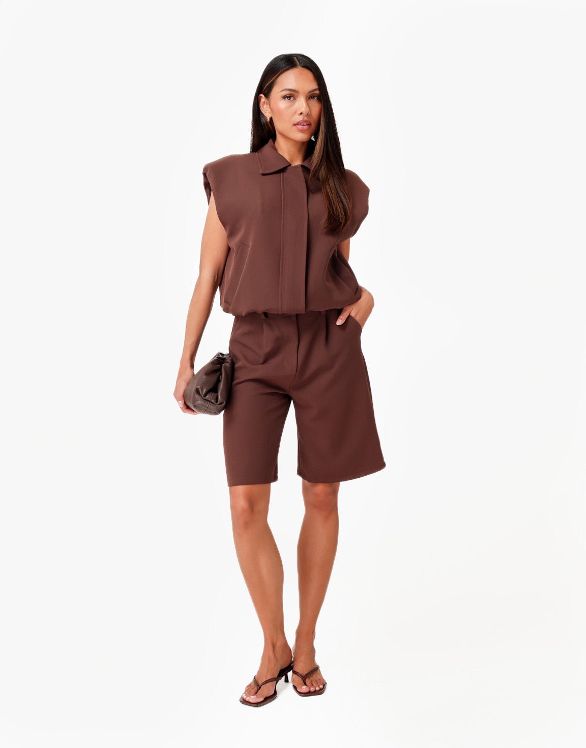 Bruine F/W Edit Schouder Pads - Gilet - Olivia & Kate