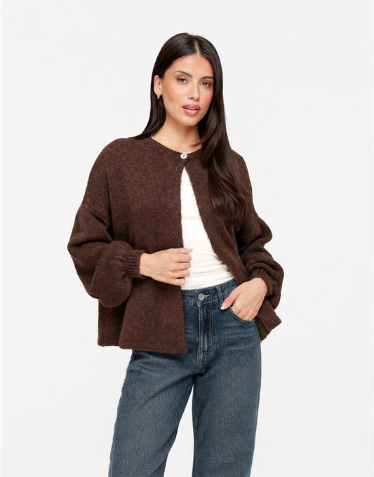 Bruine Gebreide Knoop - Vest