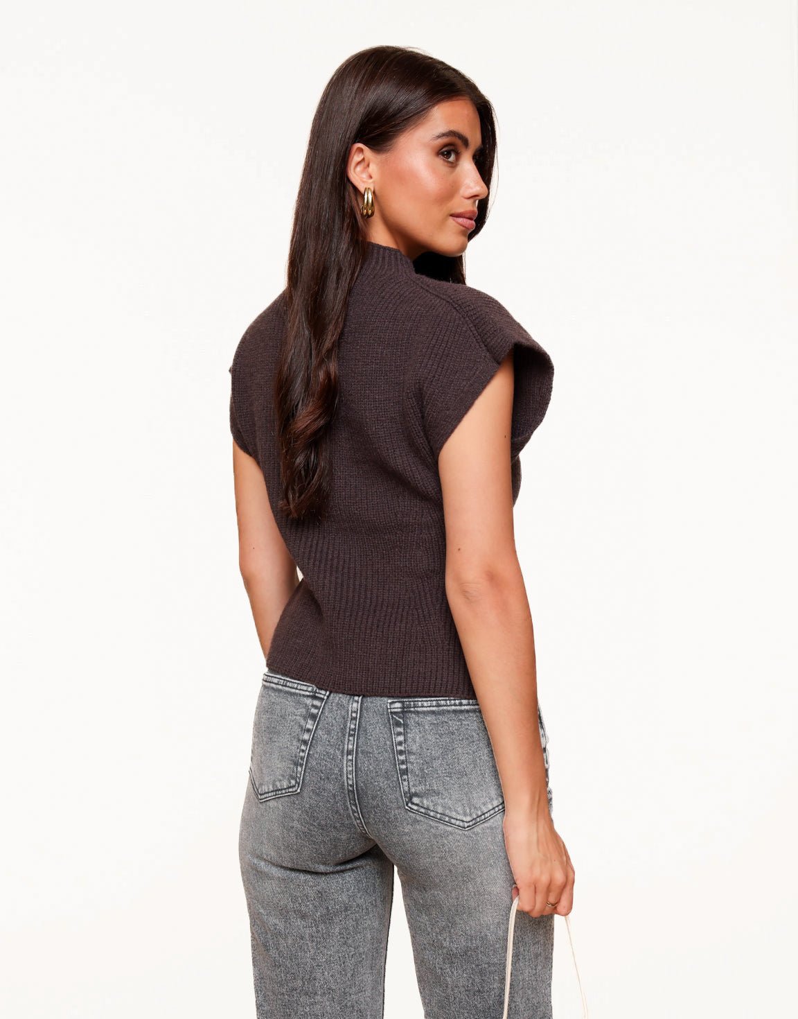 Brown Knitted Solid Spencer - Top - Olivia & Kate