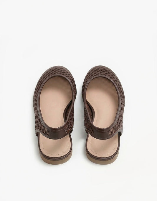 Bruine Gehaakte Open Achterkant - Ballerina's - Olivia & Kate