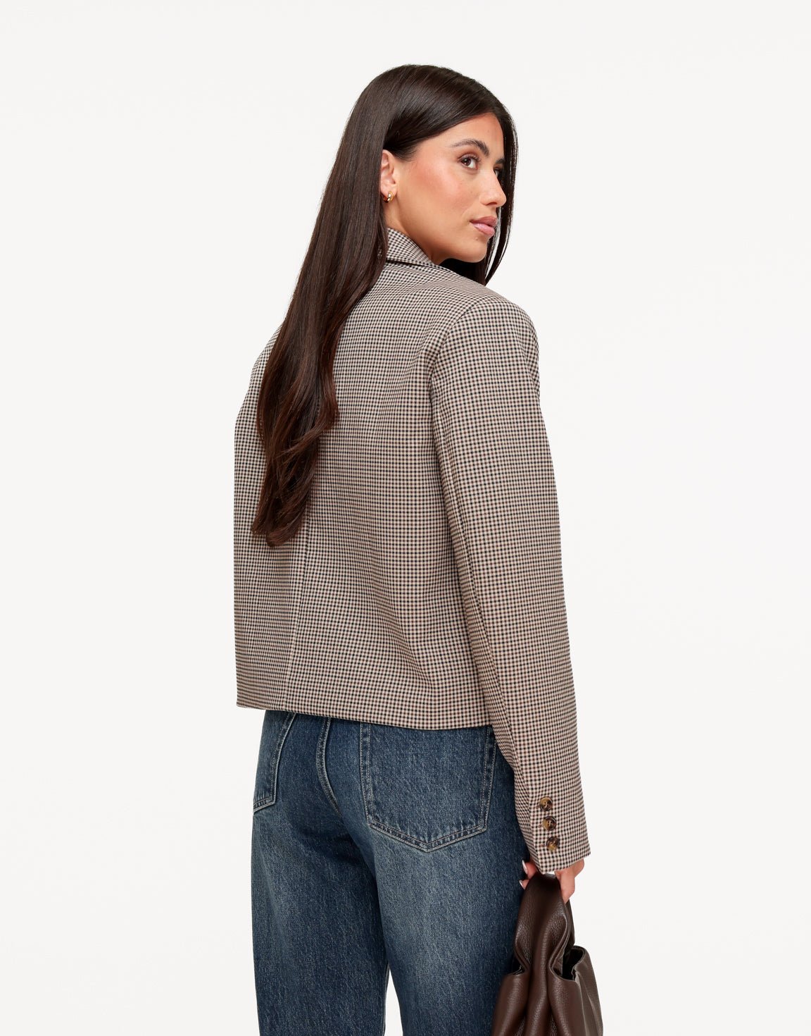Bruine Geruiten Cropped - Blazer - Olivia & Kate