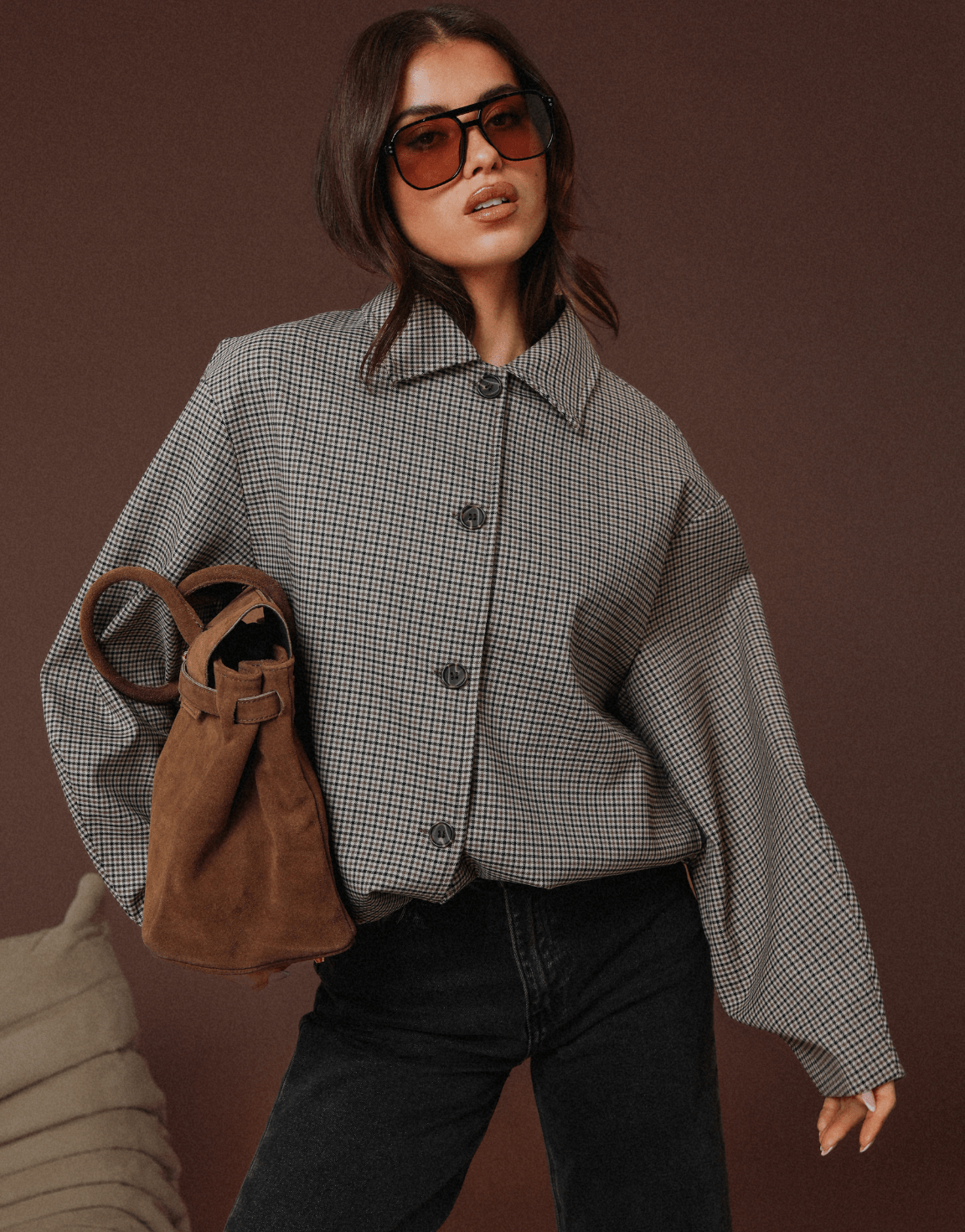 Bruine Geruiten LS - Jasje - Olivia & Kate