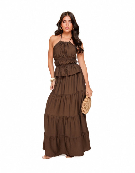 Bruine Getailleerde Halter - Top - Olivia & Kate