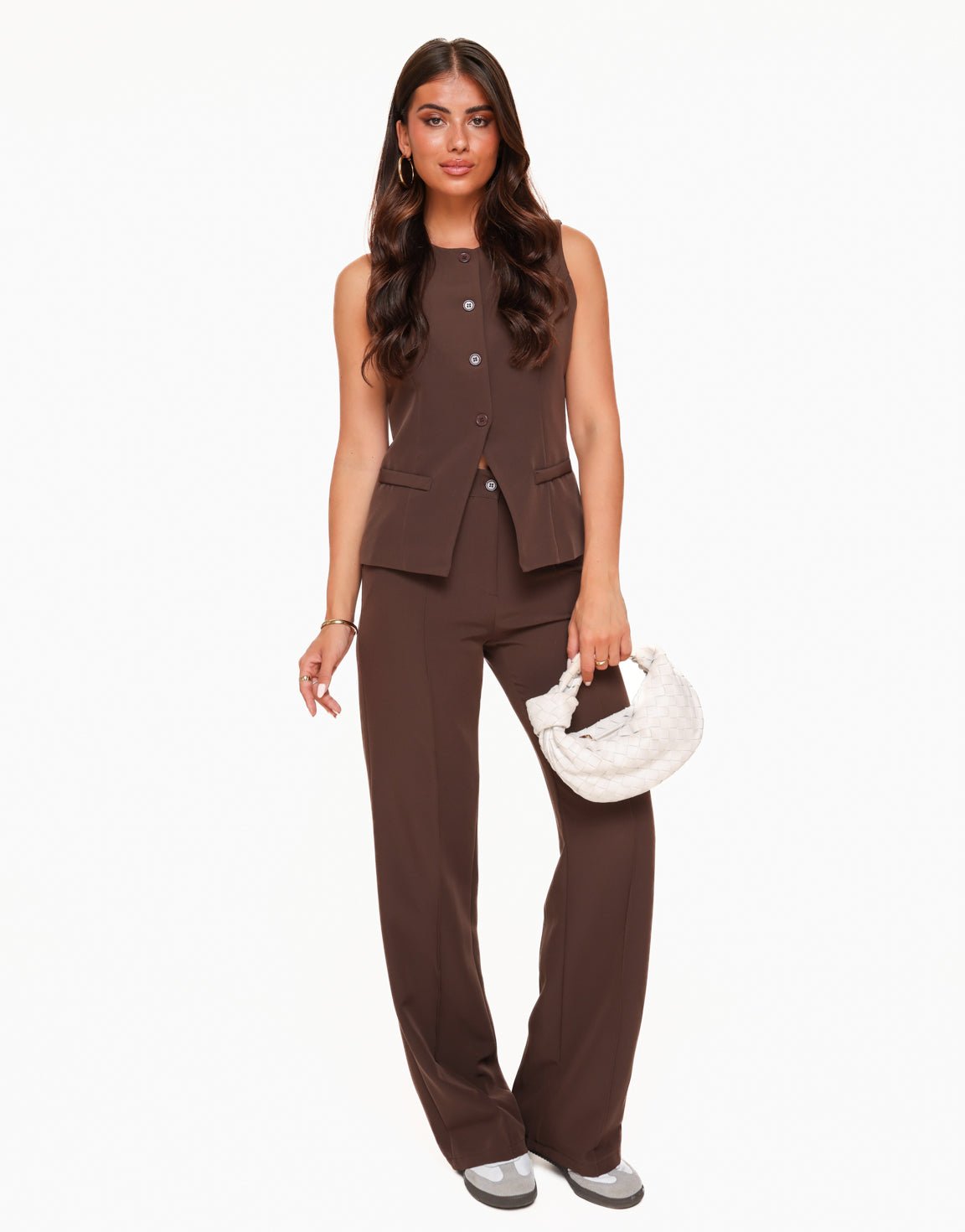 Bruine Hoge Knopen Gilet - Set - Olivia & Kate