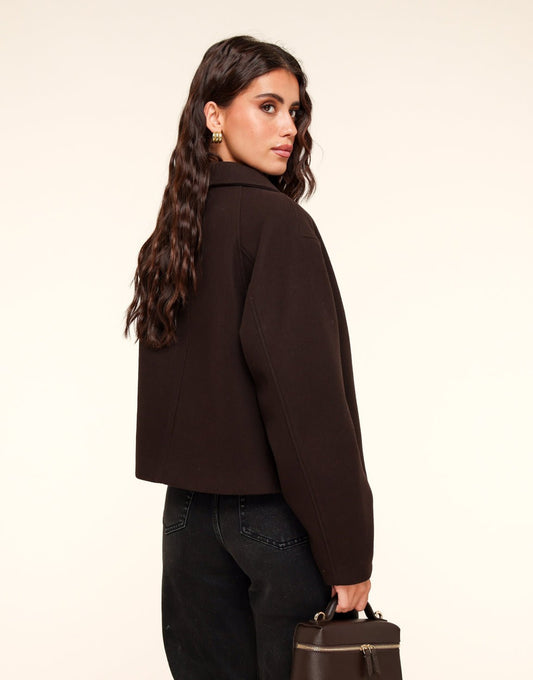 Bruine Korte Studio Coat - Jas - Olivia & Kate