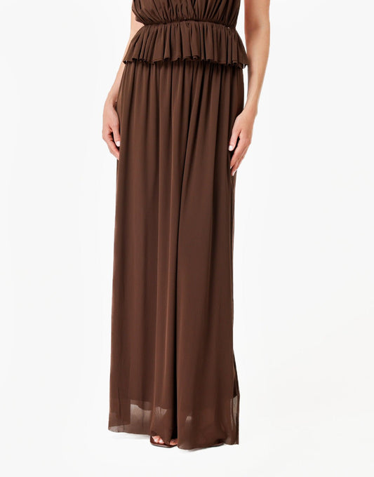 Bruine Lage Hals Lange Flowy - Set - Olivia & Kate